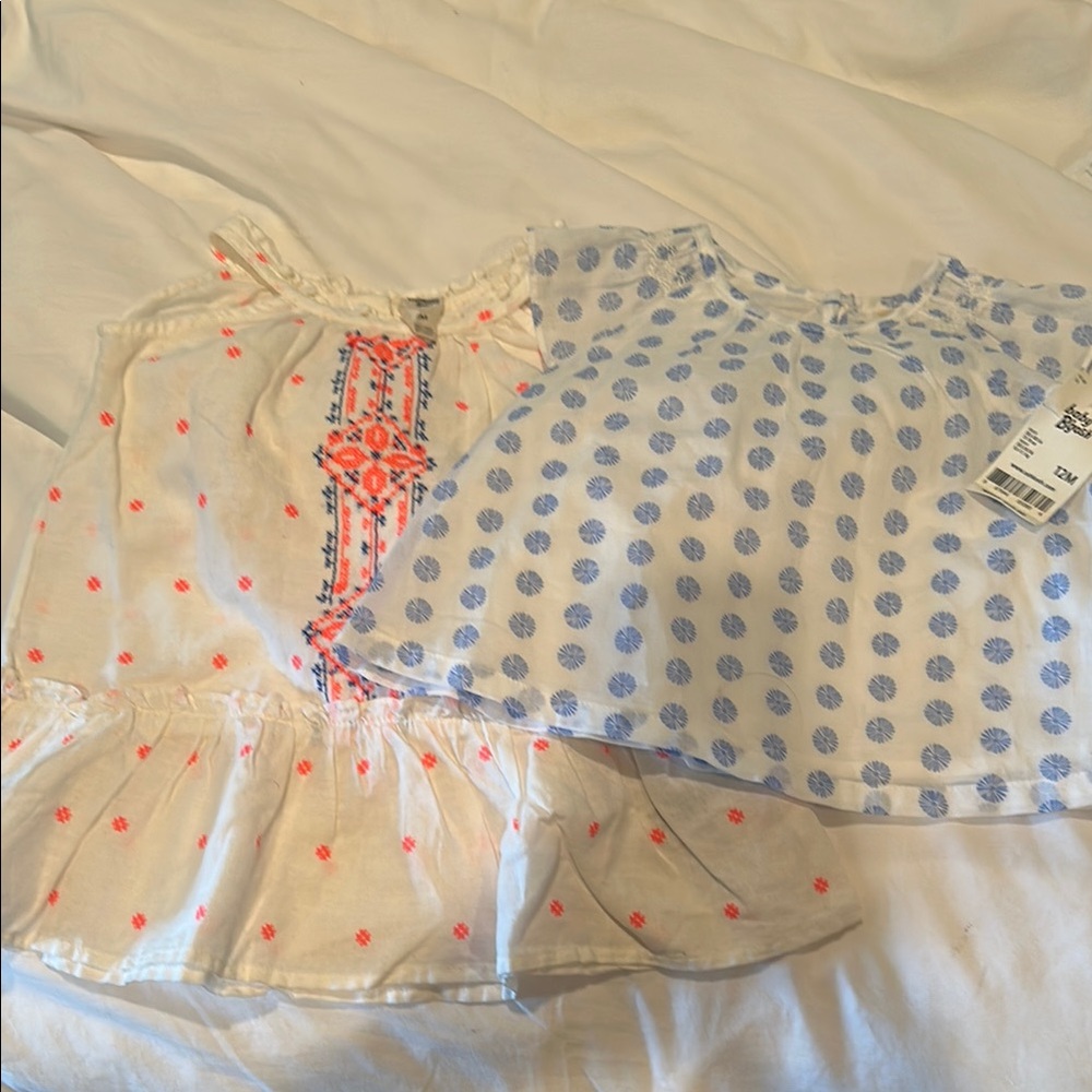 OshKosh B'gosh White and Blue Polka Dot Blouse and Tunic/Dress